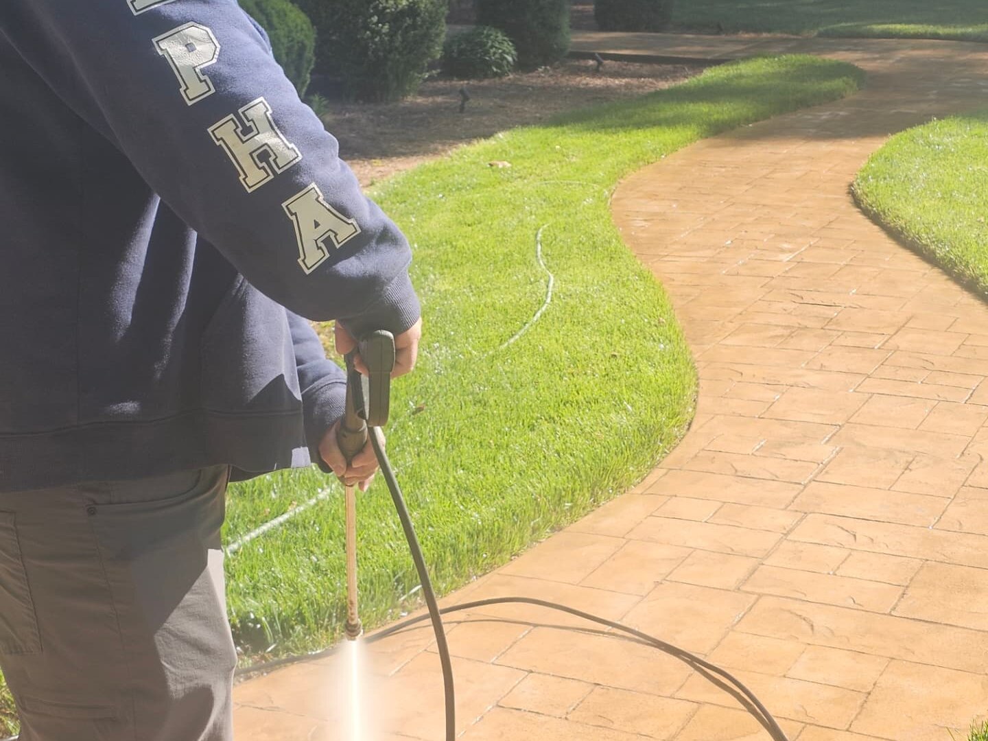 Stamped concrete sidewalk in Rocky Mount by Alpha Concrete