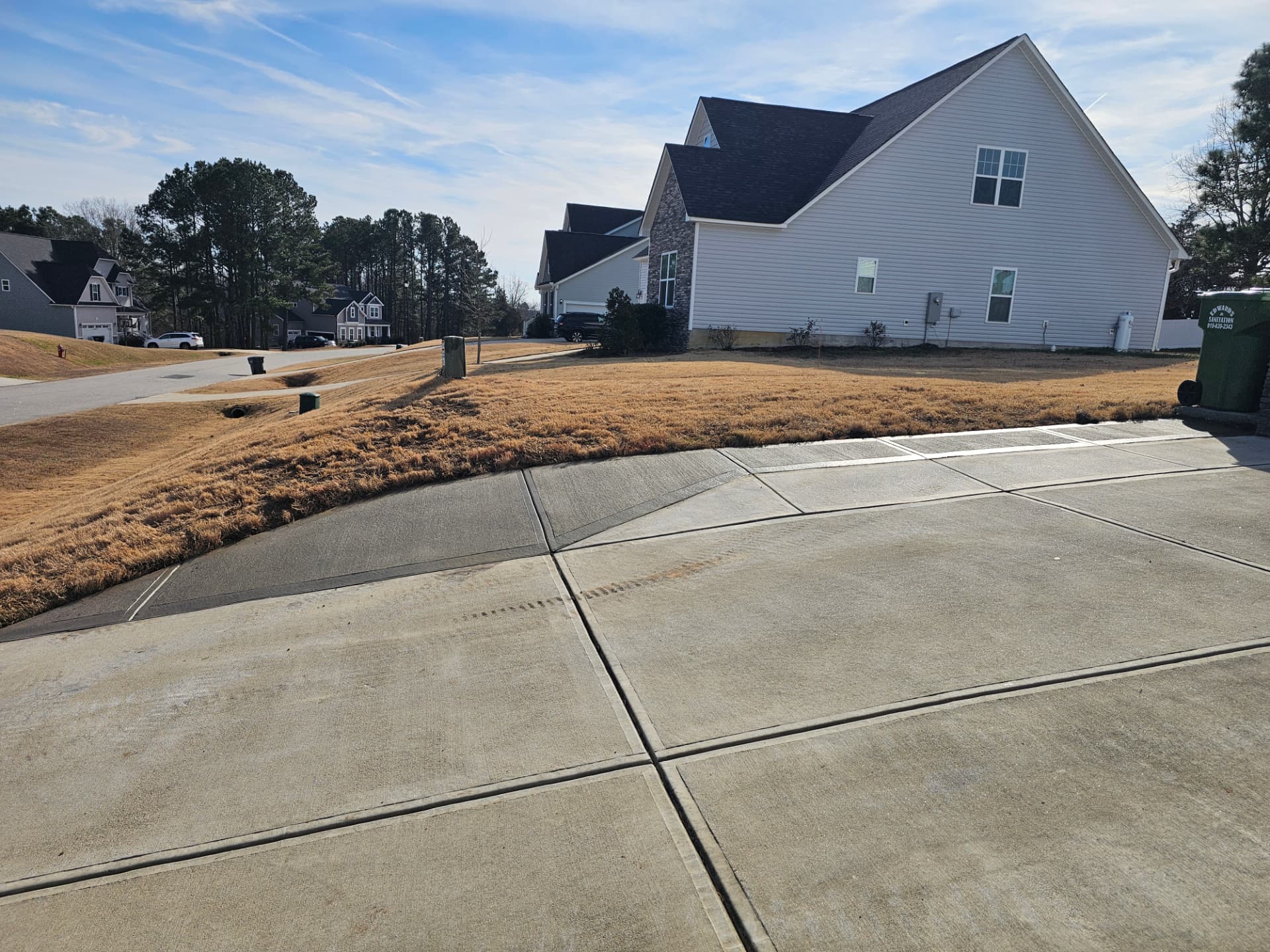 Concrete driveway addition with clean control joints
